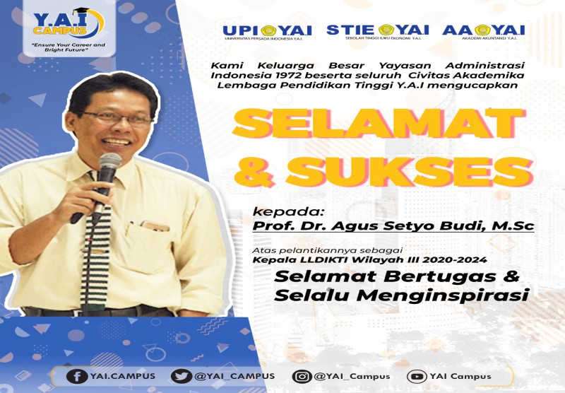 Selamat dan Sukses Kepada Prof. Dr. Agus Setyo Budi, M.Sc atas dilantiknya sebagai Kepala LLDIKTI Wilayah III