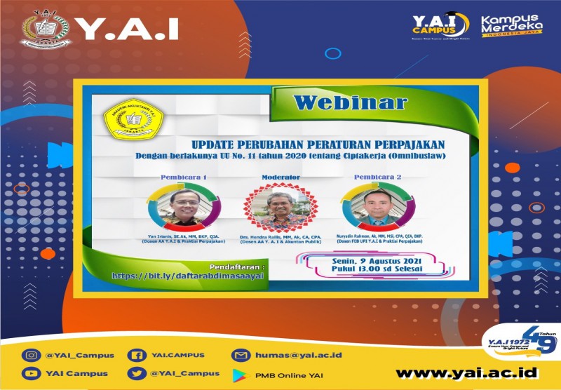 Webinar Update Perubahan Peraturan Perpajakan - Dengan Berlakunya UU No. 11 tahun 2020 tentang Ciptakerja (Omnibuslaw)